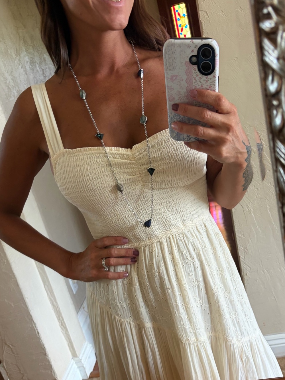 chloe + isabel Hematite Faceted Geometric Station Necklace - Gray